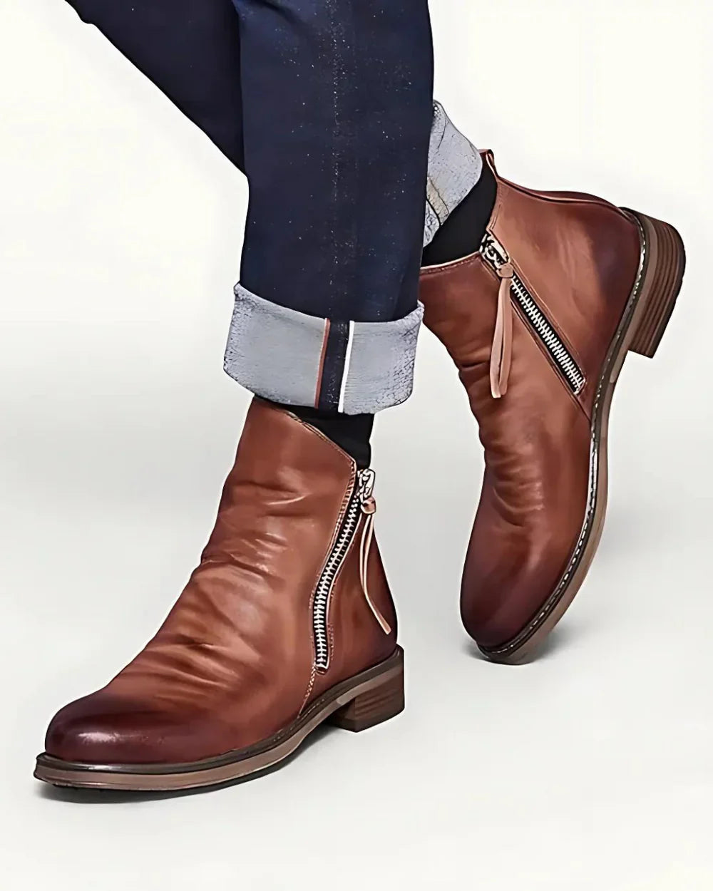 Lombardo - Leather Ankle Boots with Side Zipper - Bond Bristol