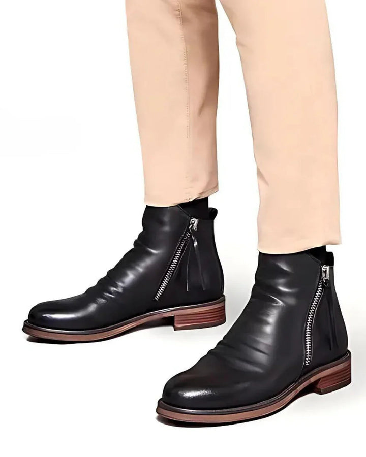 Lombardo - Leather Ankle Boots with Side Zipper - Bond Bristol