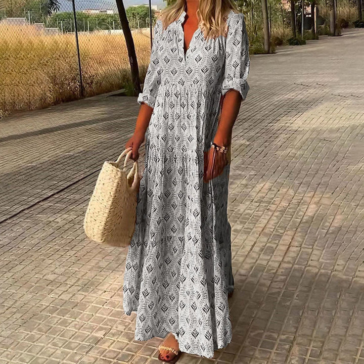 Alexis - Casual long sleeve V-neck dress