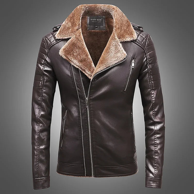 Lowrence - Faux leather jacket with fleece lining