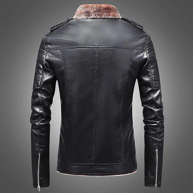 Lowrence - Faux leather jacket with fleece lining