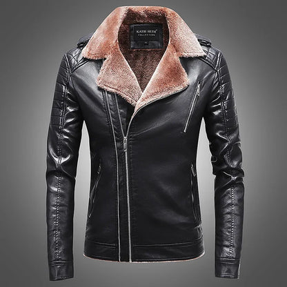 Lowrence - Faux leather jacket with fleece lining