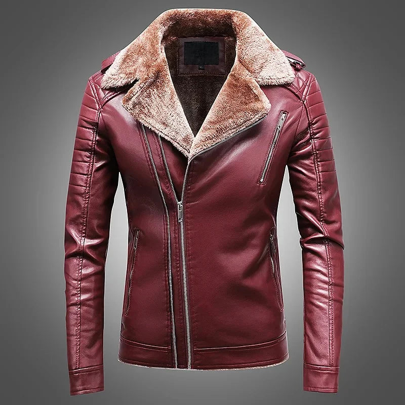 Lowrence - Faux leather jacket with fleece lining